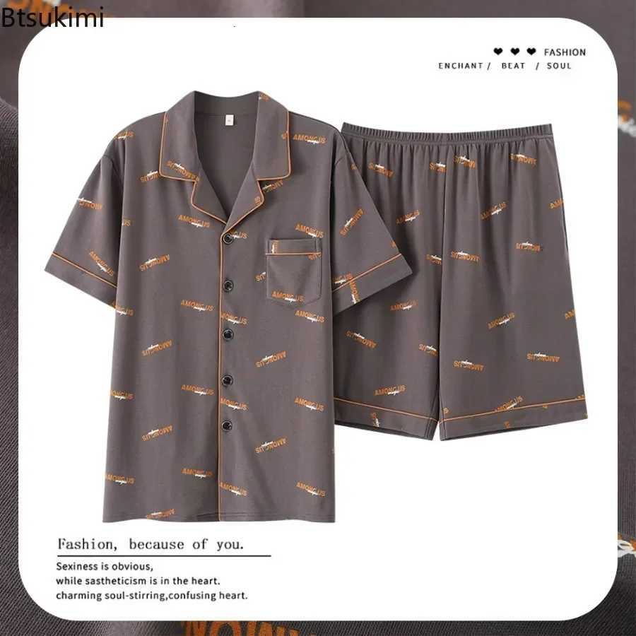 2025 New Mens Summer Casual Sleepwear Pajama Sets Cotton Short Sleeved Night Clothing Pajamas Suit Male Loose Home-wear Sets W250717