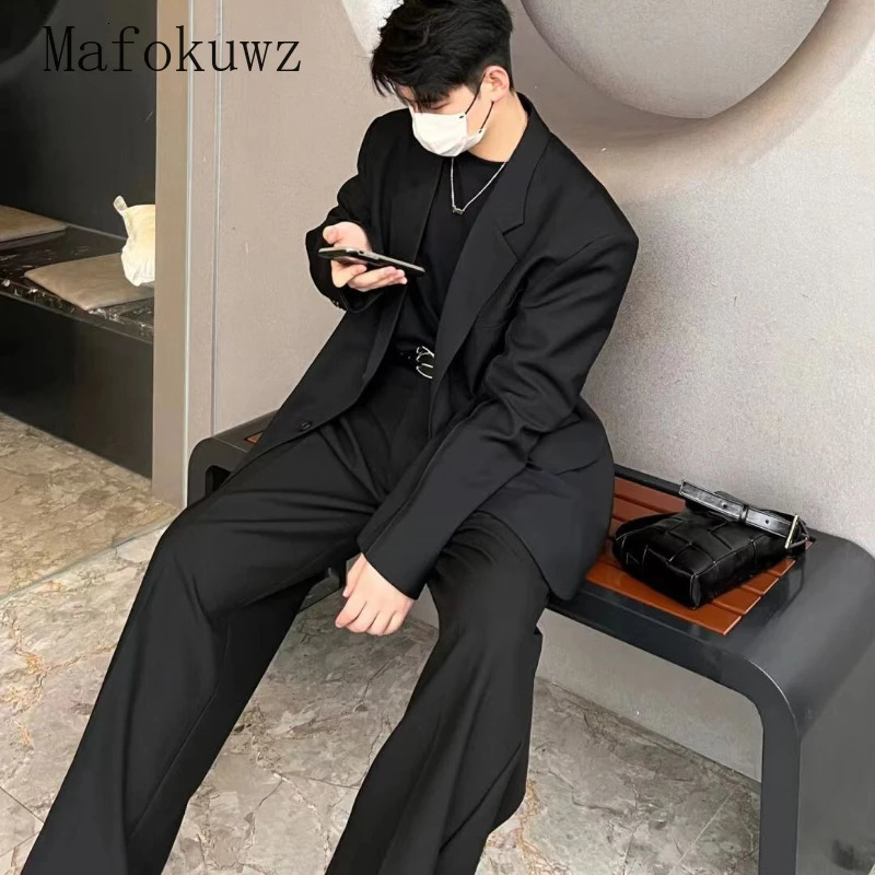 Spring Autumn Lapel Blazers Set Fashion Casual Loose and Handsome High Street Jackets Trousers Bottoming Shirt Suit Male Clothes 250715