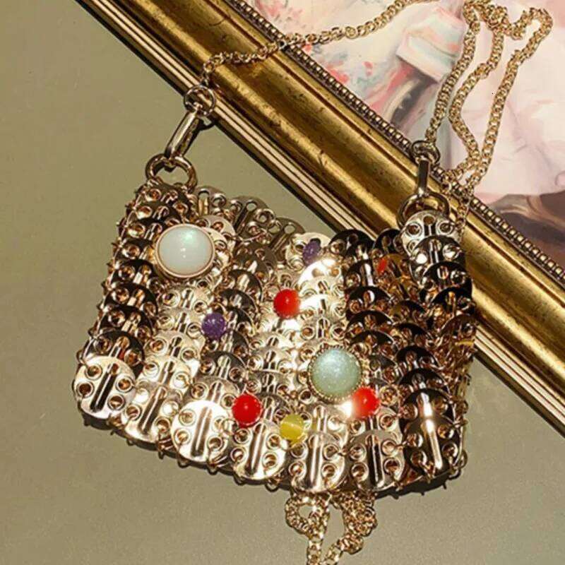 Designer Bags Women Metal Sequins Chain Woven Hollow Evening Bags Clutch Female Travel Holiday Shoulder Bag Handbag Luxury Bag
