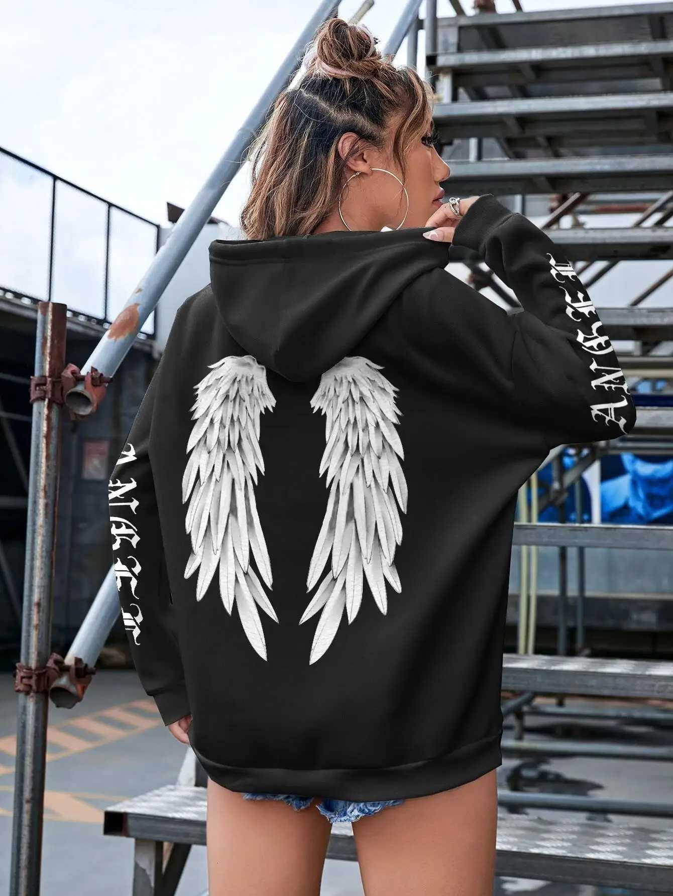 Beautiful Angel Wings Printed Hoodies Women Warm Comfortable Casual Hoodie Fashion Classic Hoody Loose Original Basic Clothes XJ250717