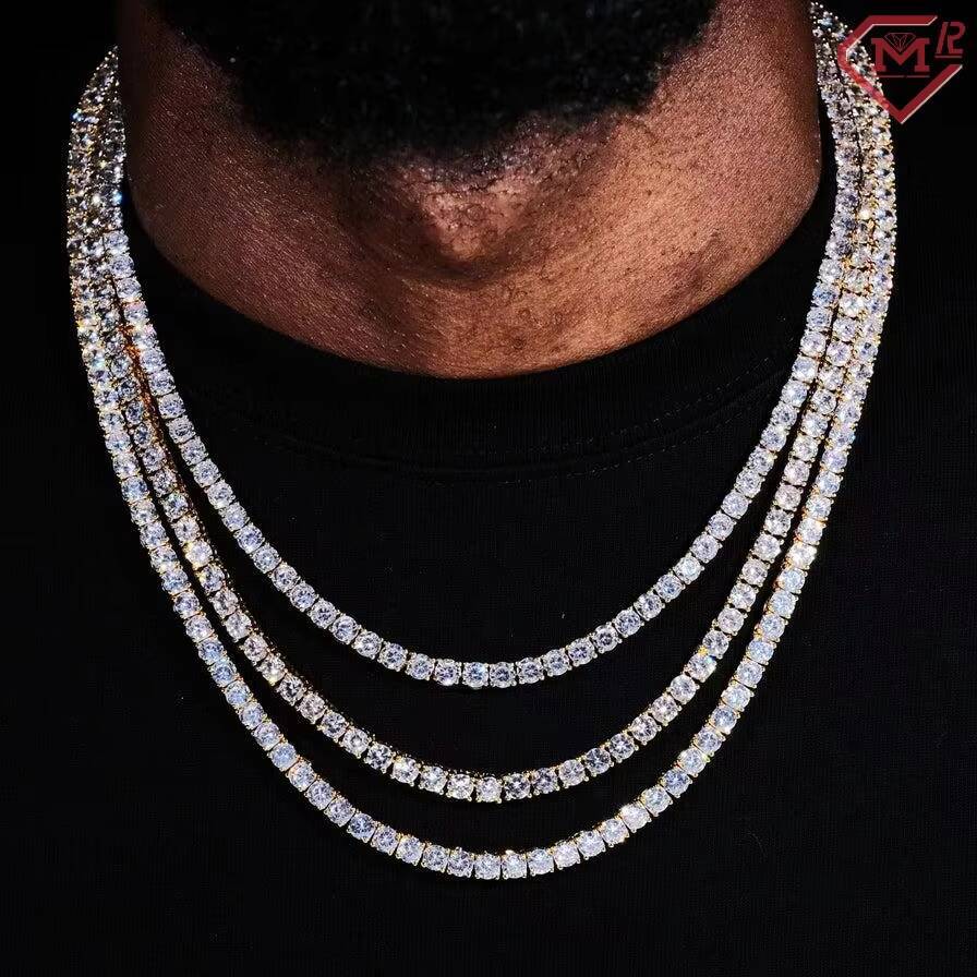 Blingbling 5MM Tennis Necklace Hiphop Vvs Diamond Rose Gold Plated S925 Moissanite Tennis Chain