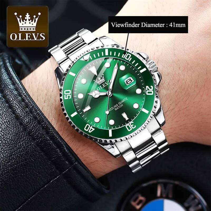 OLEVS Mens Quartz Watches Top Brand Business Waterproof Luminous Large Dial Men Wristwatches Sports Stainless Steel Watch free shipping