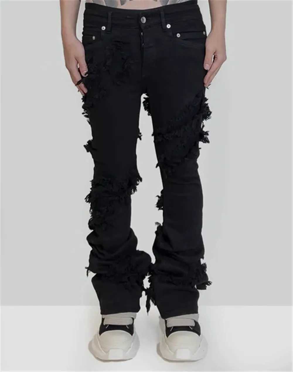 Men Denim Jeans Cotton Gothic Mens Clothing Coated Autumn Slim Straight Boot Cut Solid High Street Black Jeans Long Pants X250718