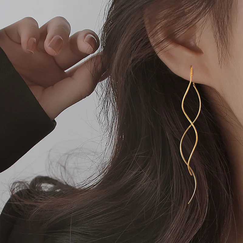 Minimalist Long Wavy Fringe Earrings New Wen Fashionable Hanging Earrings High-End Jewelry Minimalist Accessories Gifts X250718