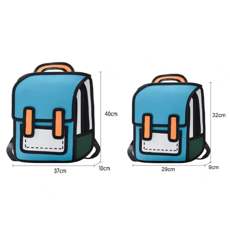 Adjustable Shoulder & Waist Strap Cartoon Graphic School Satchel - Portable Comic-themed Teens' Daypack