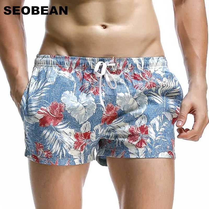 SEOBEAN Summer Hot Short Men Board Shorts Coconut Leaf Pattern Sea Beach Style Mens Shorts Men Quick Dry Shorts Trunks W250718