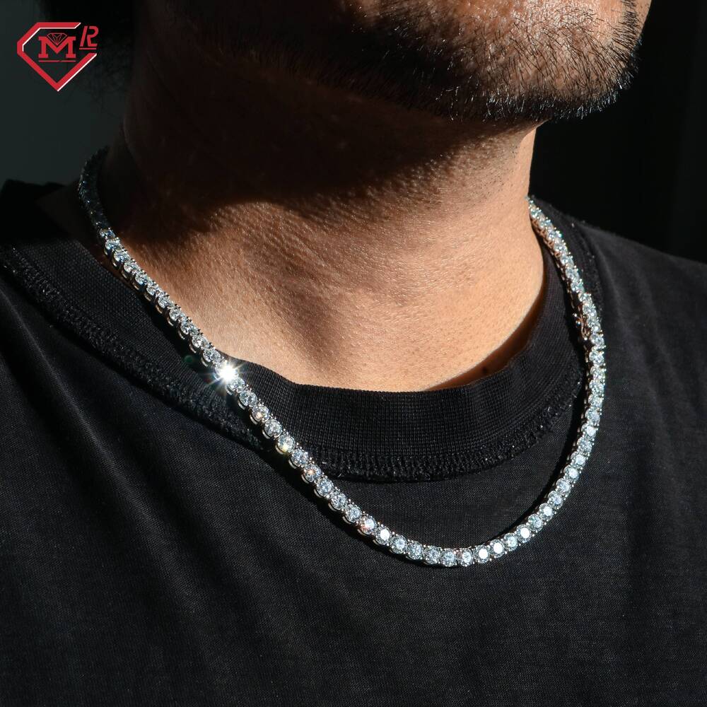 Wholesale Price Tennis Chain Moissanite Vvs Iced Out S925 Moissanite Tennis Chain For Men Women