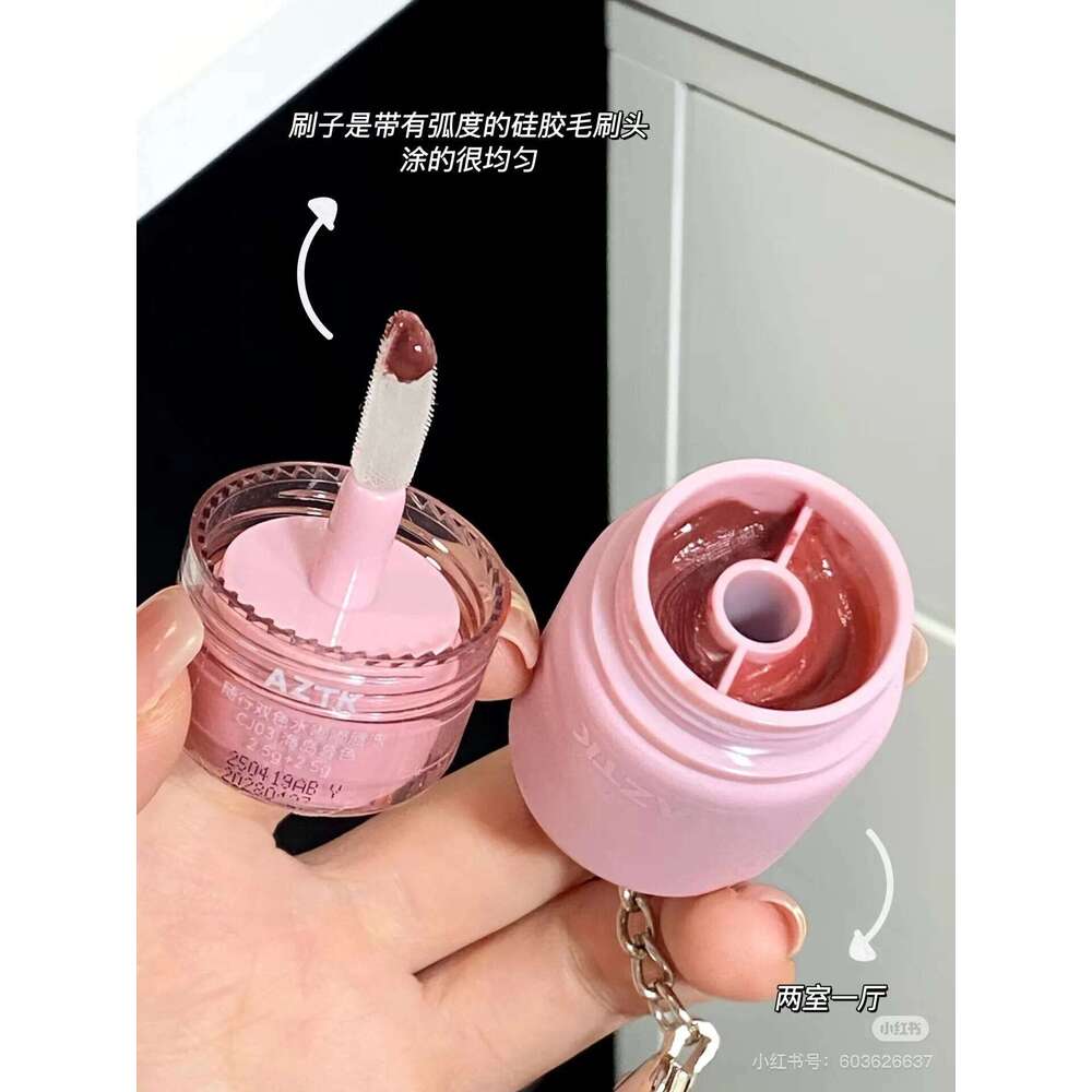 AZTK Two-tone Lip Glaze Water Light Mirror Naturally Moisturizes Lipstick d Waterproof Lasting Makeup Cosmetic X250718