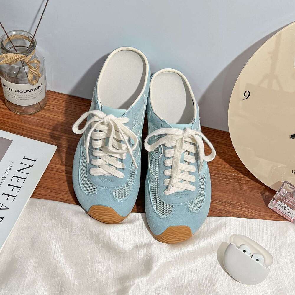 Designer Summer New Height-Increasing Thick-Soled Sneakers for Women, Backless Mules, College Style