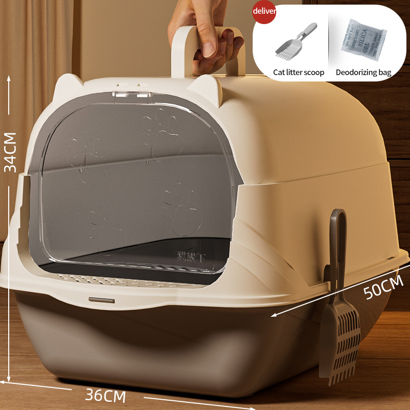Cat litter box fully enclosed, extra large cat toilet, odor proof, extra large anti splash pet supplies