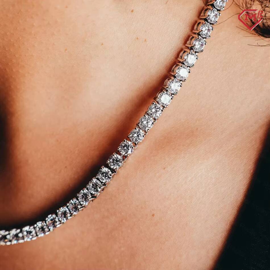 Hot Selling Tennis Chain Women Iced Out Tennis Necklace Men 925 Silver 5mm Vvs Moissanite Tennis Chain