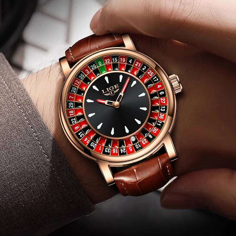 LIGE 2025 Creative Watches men Roulette Game Dial Fashion Mens Watch Waterproof Luminous Quartz Wristwatches Reloj Hombre free shipping