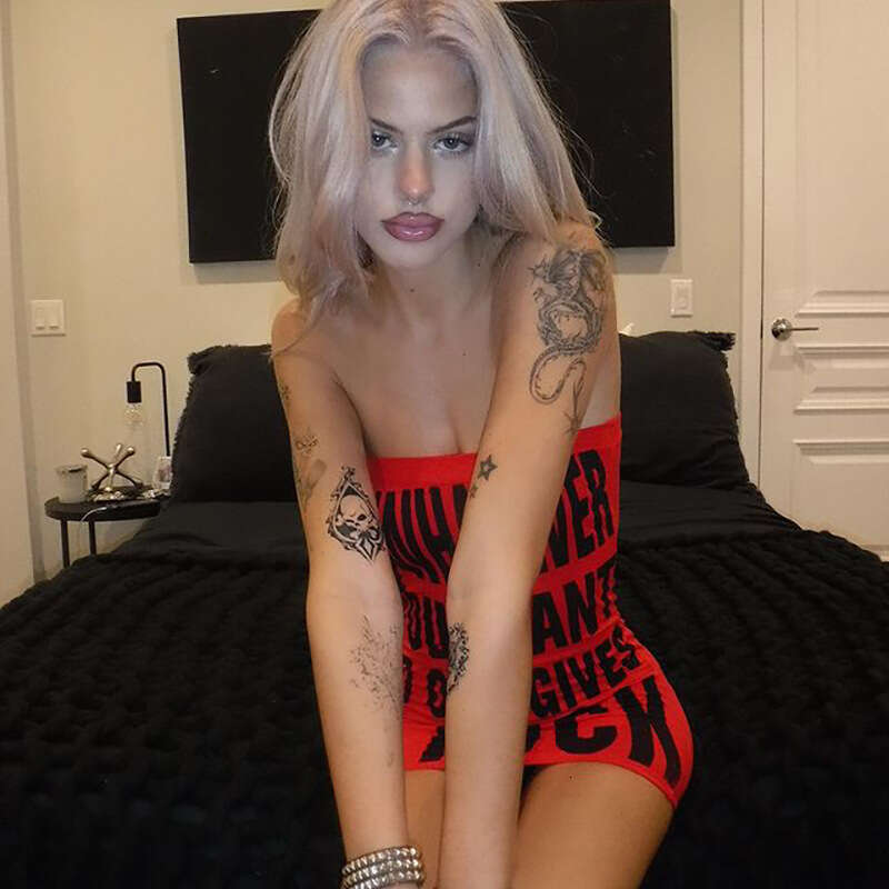 Women's Fashion Summer New Ins Style Sexy Slim Fit Printed Tube Dress For Women B5