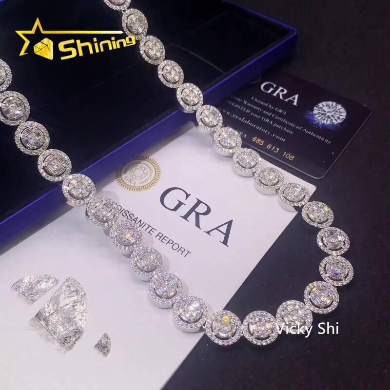 Hip Hop Jewelry Iced Out Cuban Link Necklace 13mm 925 Sterling Silver Moissanite Diamond Cuban Link Chain