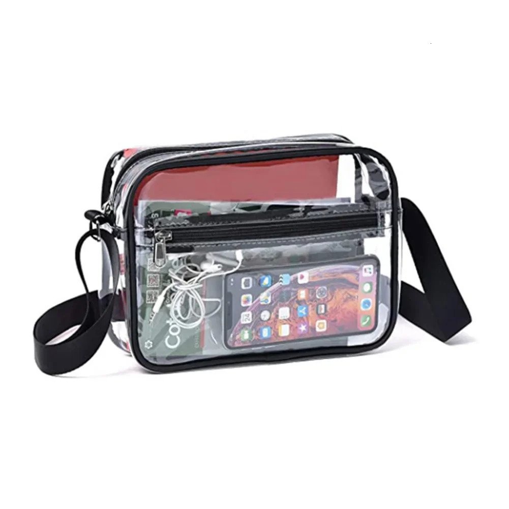 Women PVC Clear Waterproof Small Handbag Portable Travel Stadium Approved Zipper Shoulder Crossbody Bag Toiletry Pouch 250714