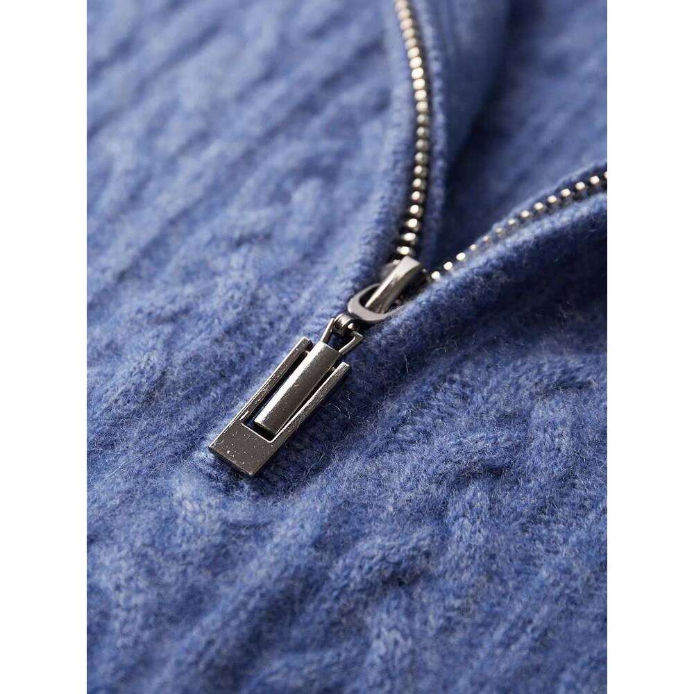 100% Men's Sweater Mock-Neck Half-Zipper Twist Flower Cashmere Pullover Autumn Winter Thick Casual Clothes Knitwear