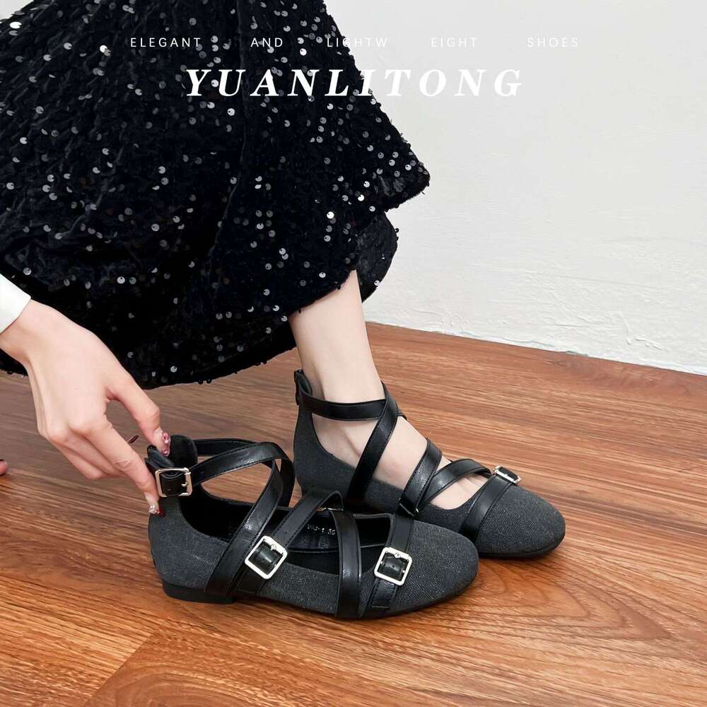 2025 Spring Summer New French Style Belt Buckle Single Women, High-End Versatile Casual Shoes with Soft Soles for Comfortable Wear