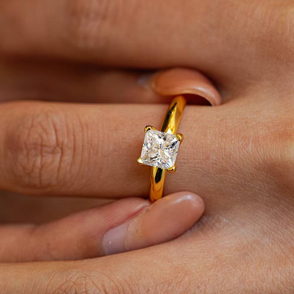 Gra Certified Emerald Cut Moissanite Ring 1Ct Vvs D Color 14K 18K Real Gold Plated S925 Silver for Women Wedding Jewelry