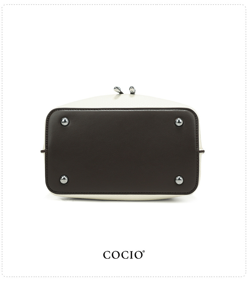 COCIO designer contrasting leather bucket bag womens fashionable armpit bag casual shoulder crossbody bag