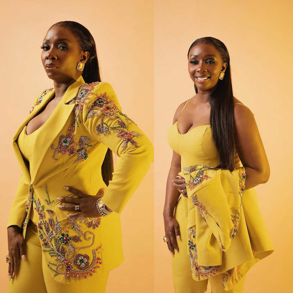 Yellow Plus Size Customized Women Blazer 3 Pieces Crystal Rhinestone Beading Women Suits Banquet Evening Party Outfits