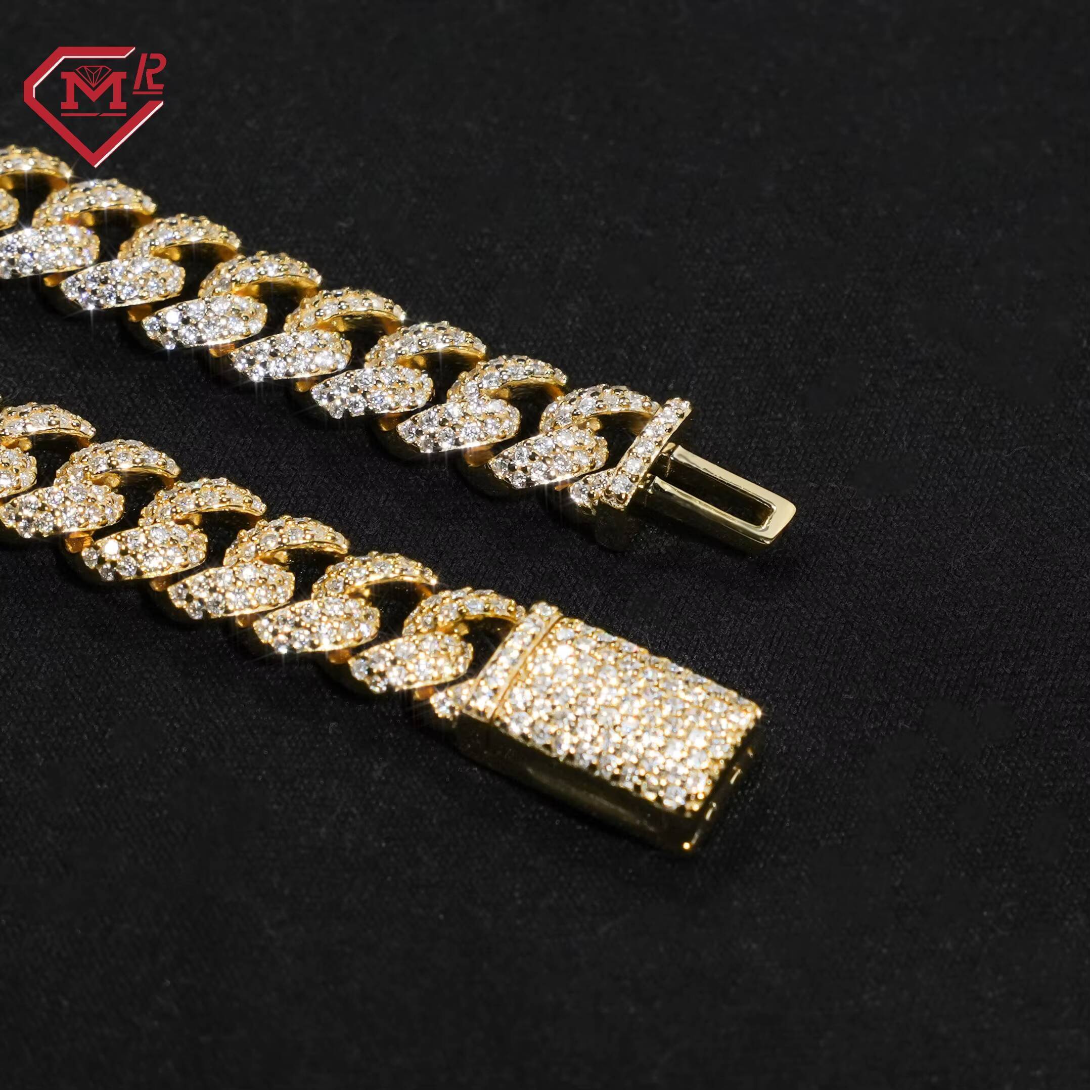 Personalized Cuban Necklace Rock Rapper 12mm Hiphop Jewelry Silver 925 Moissanite Cuban Link Chain