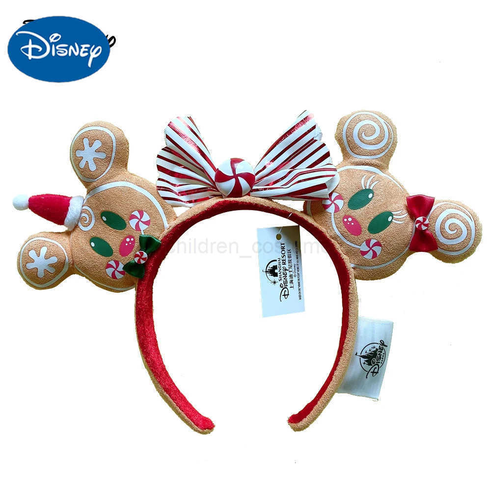 Disney New Disney Minnie Gingerbread Headband 3D Mickey Mouse Ears Christmas Hat Hair Hoop Hairband Party Headwear Girl Toy Gifts W250717
