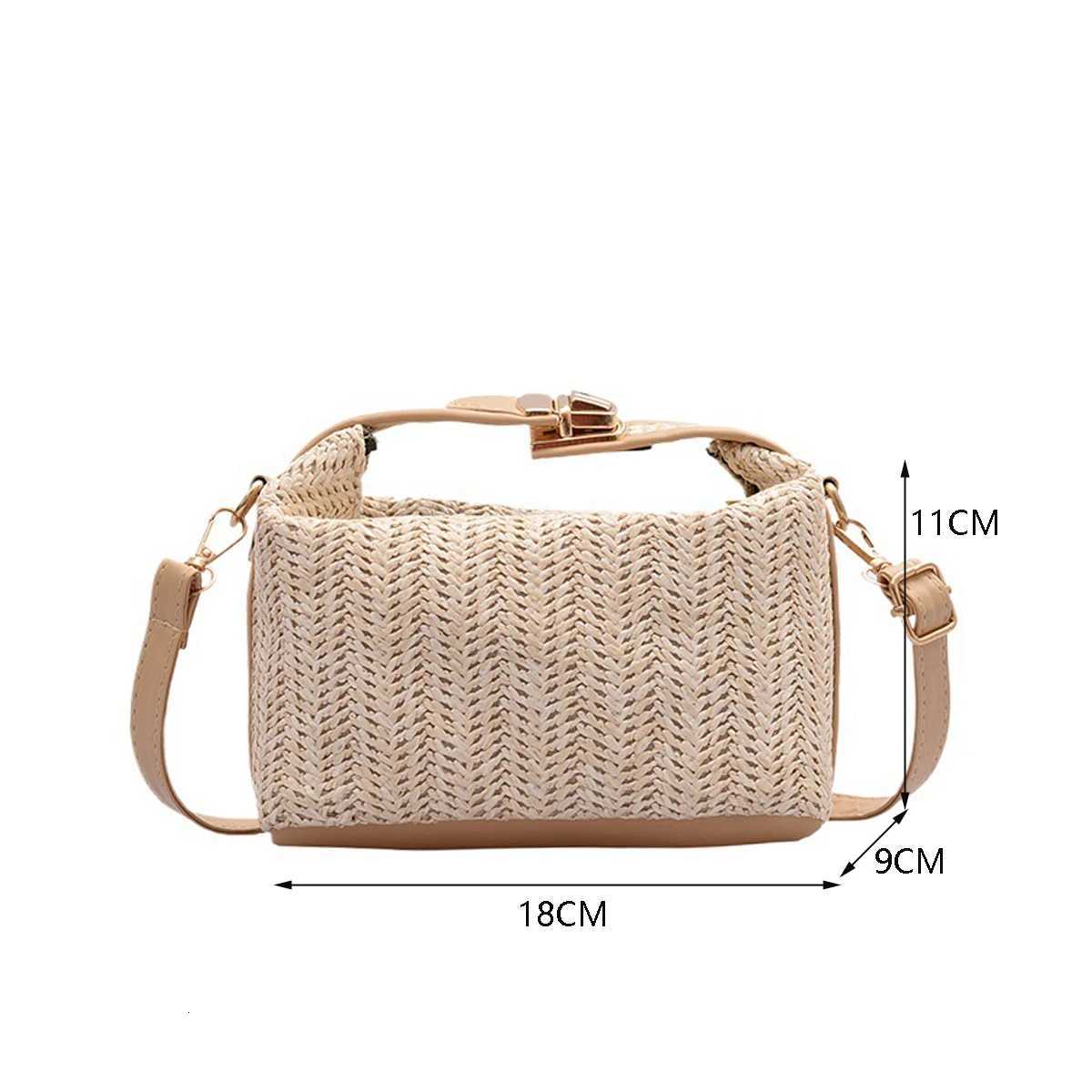 Summer Small Straw Handbag Trendy Shoulder Bag Woven Bucket Crossbody Bag Casual Seaside Beach Bag Gilrs Handle Tote Y250717
