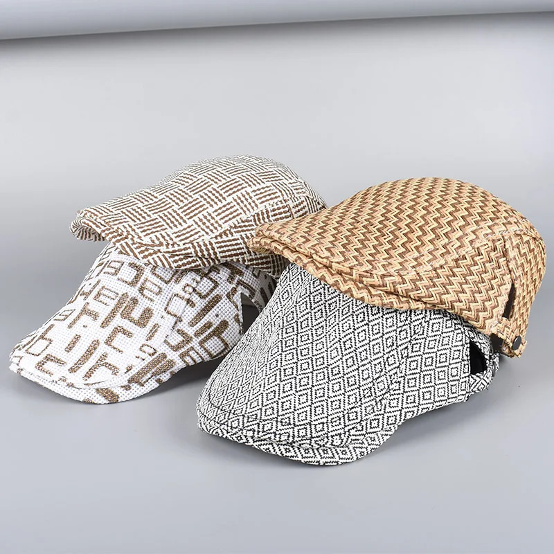 Summer Straw Hat Sun Cap For Men 2025 Fashion Beach Sunhat Letter Striped Print y Blinders Flat Cap Man sboy Hats 250712