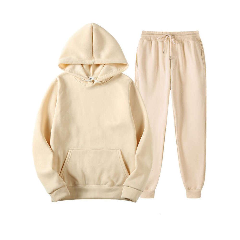 Men's Spring Autumn Solid Color Hoodie And Sweatpants Women's Casual Sports Two-Piece Set B5