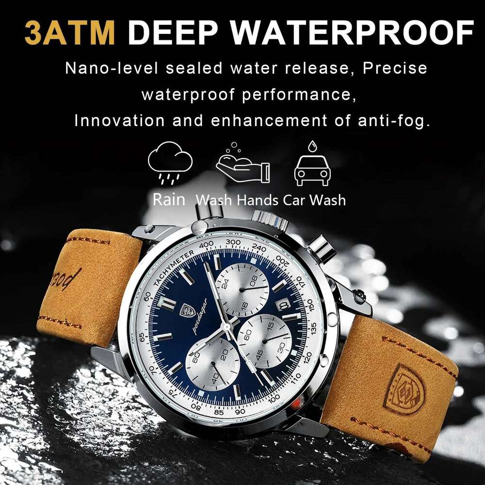 Top Brand Men's Quartz Waterproof Luminous Chronograph Military Man Watch Fashion Leather Watches For Men free shipping