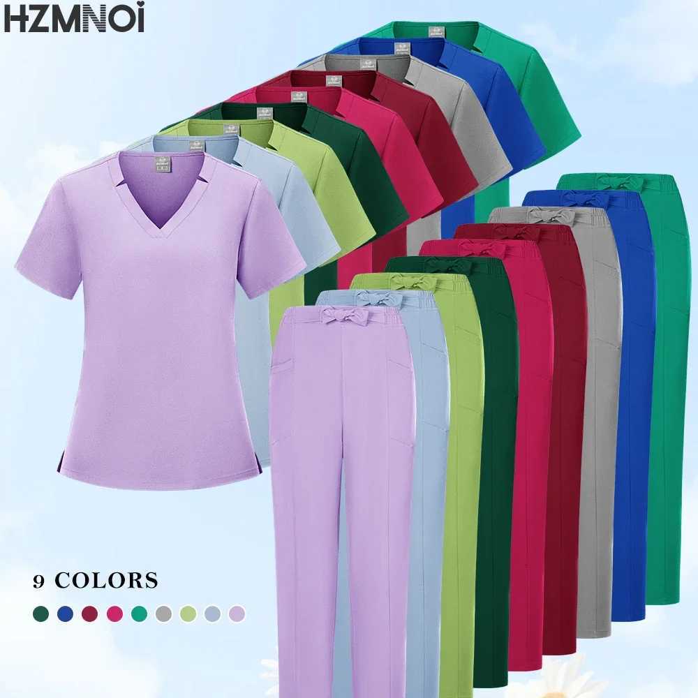 Beautician Uniforms Women Hot Sale Hospital Uniform Wholesale PoCKet Top Pants Medical Nursing Uniforms Scrub Set Z250718