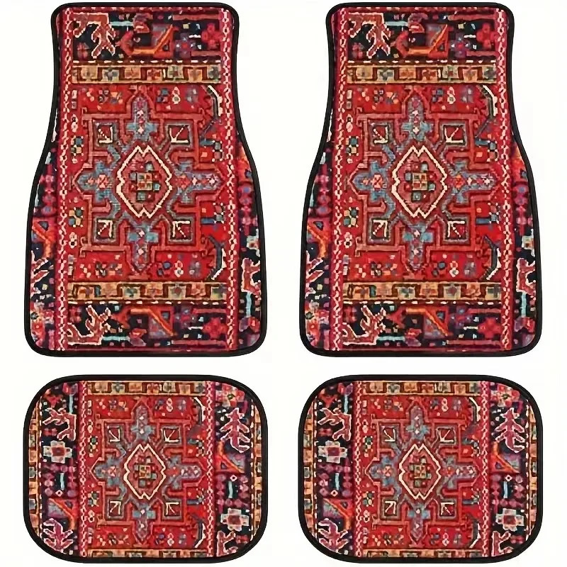 Car Foot Mats Universal Bohemian Style Car Foot Mats Carpet 4 Pieces Dirty Resistant Front and Rear Mats Set Car Accessories 250715