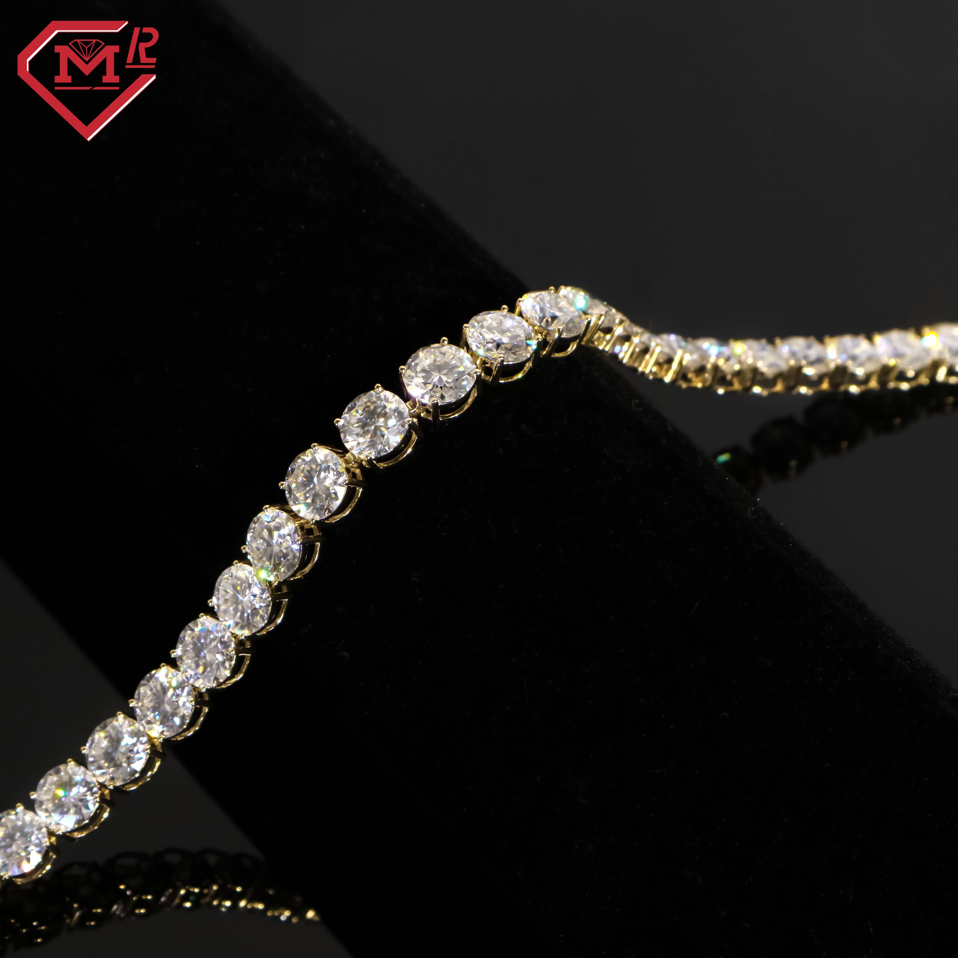 Wholesale Moissanite Tennis Bracelet Chain S925 10K Gold Vvs Iced Out Moissanite Tennis Chain