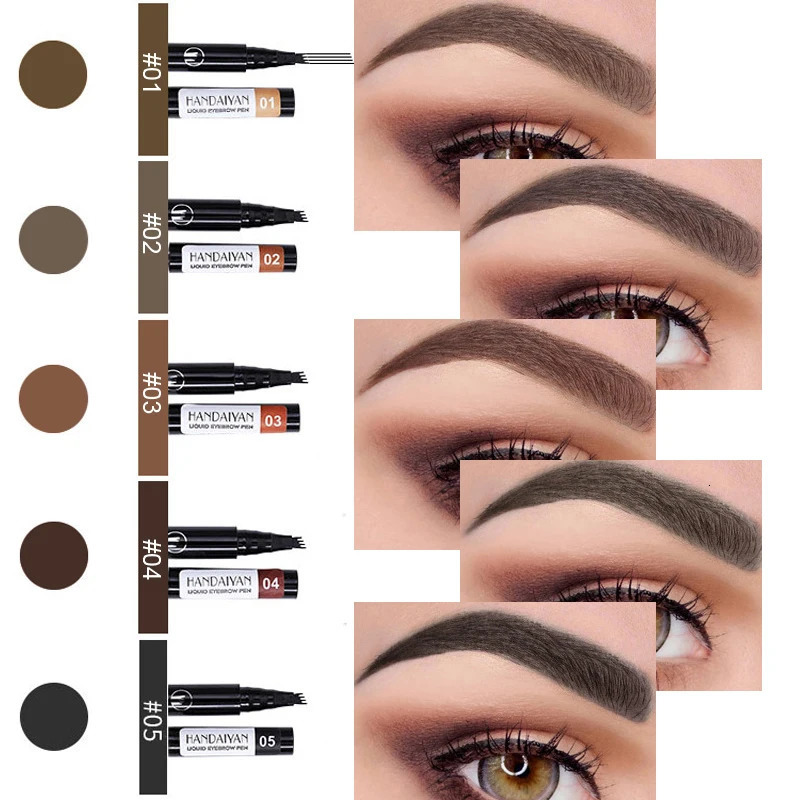 Liquid Eyebrow Pencil 4 Fork Microblading Pencil 3D Tattoo Sense Super Durable Crayon Waterproof Long Lasting Brown Black 250712