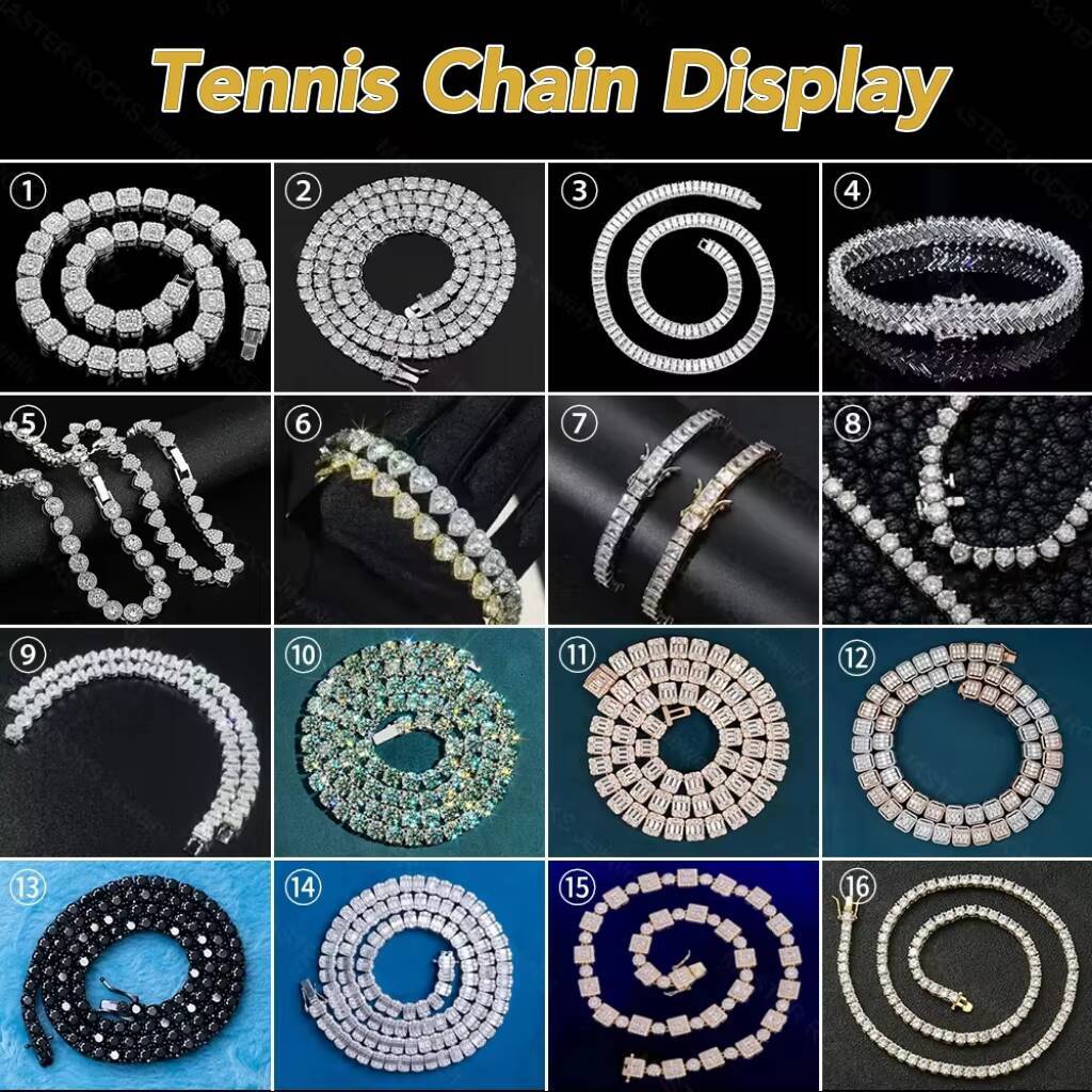 4mm 5mm 6mm Moissanite Chain Hiphop Necklace 925 Sterling Silver Vvs Iced Out Moissanite Tennis Chain