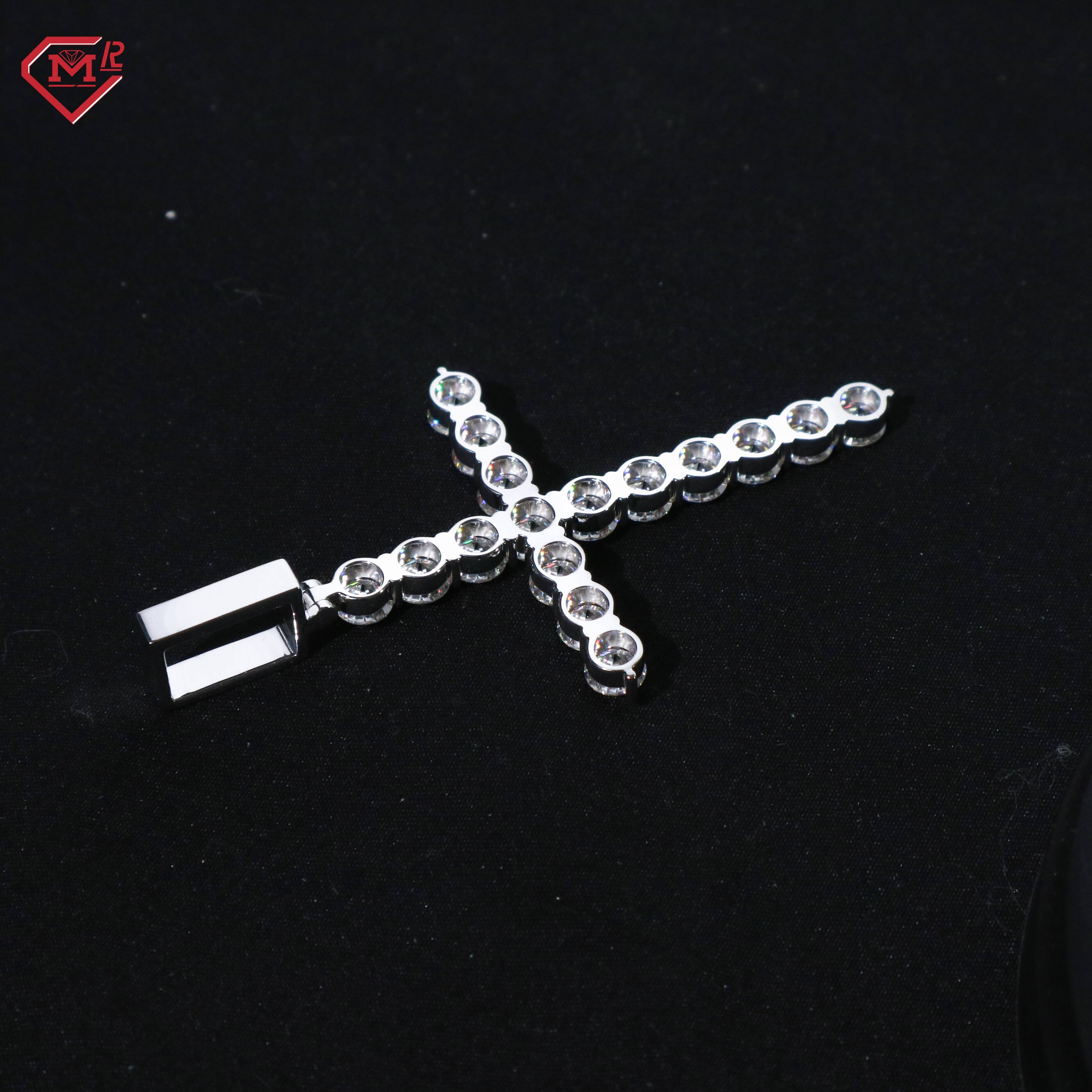 Super Sparkling Moissanite Cross Pendant 925 Sterling Silver Hiphop Custom Vvs Moissanite Pendant