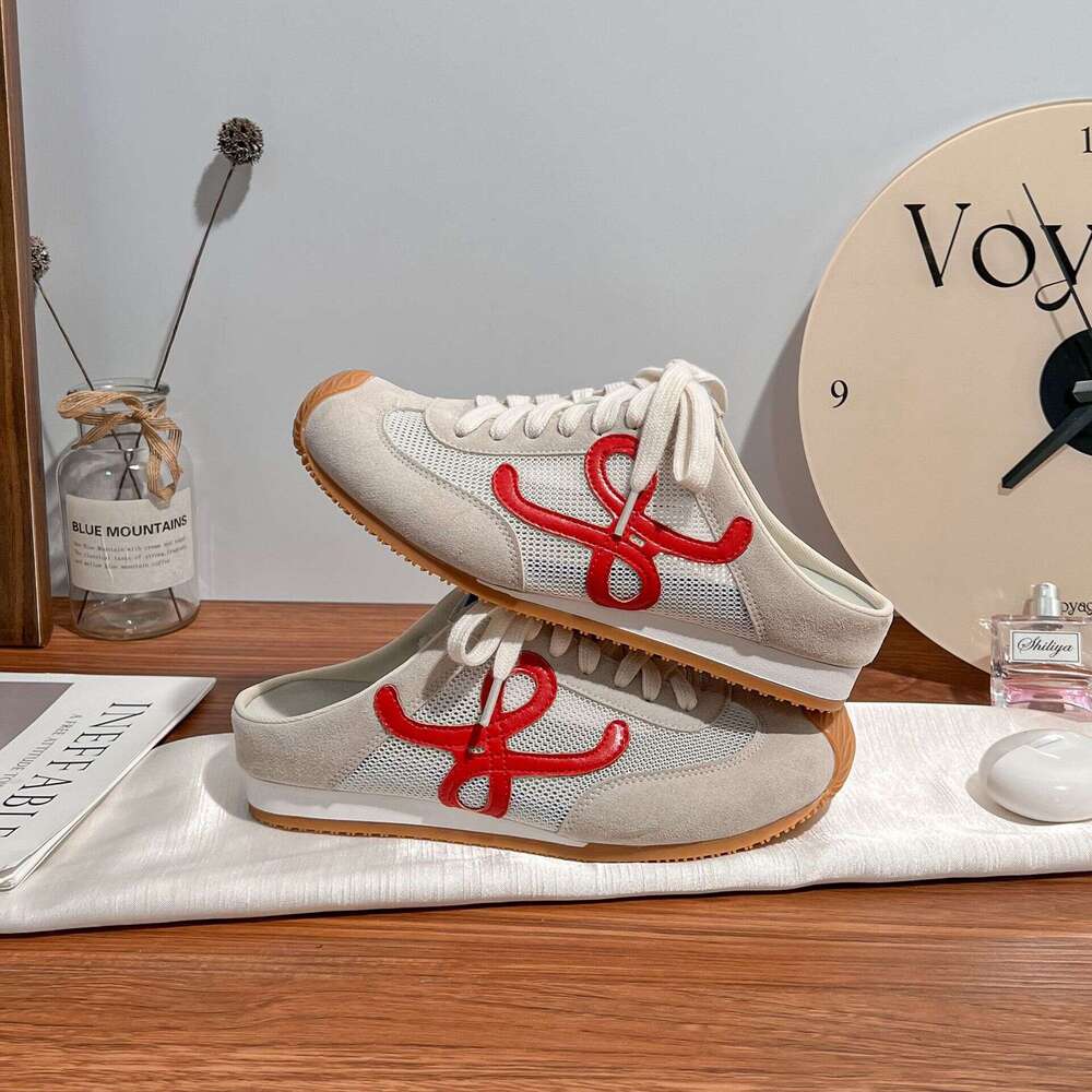 Designer Summer New Height-Increasing Thick-Soled Sneakers for Women, Backless Mules, College Style
