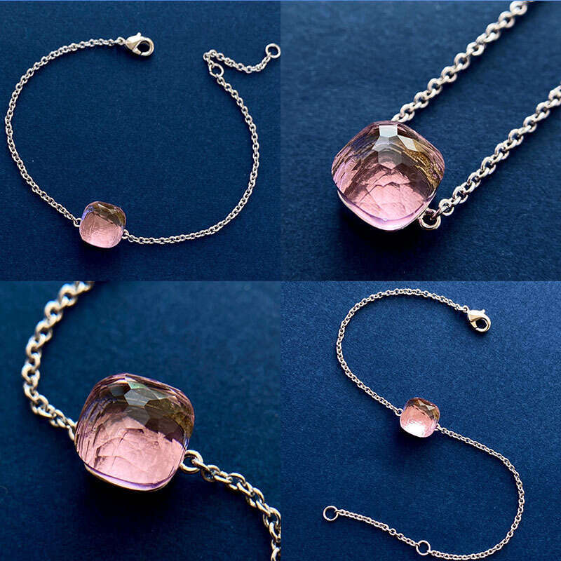 Korean Minimalist INS Style Candy Color Multi-Faceted Crystal Bracelet for Women Personalized Design Hand Jewelry Gift