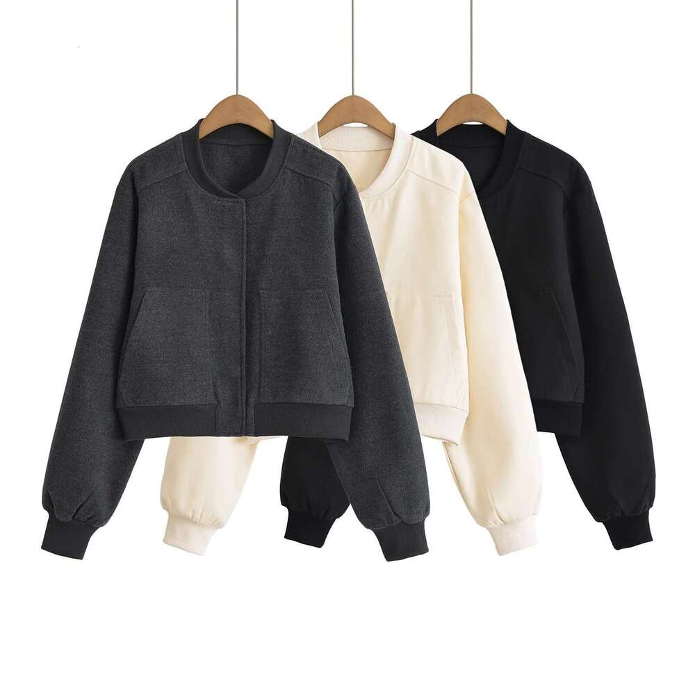 Autumn New Woolen Short Casual Design Sense High-End Baseball Jacket For Women B5