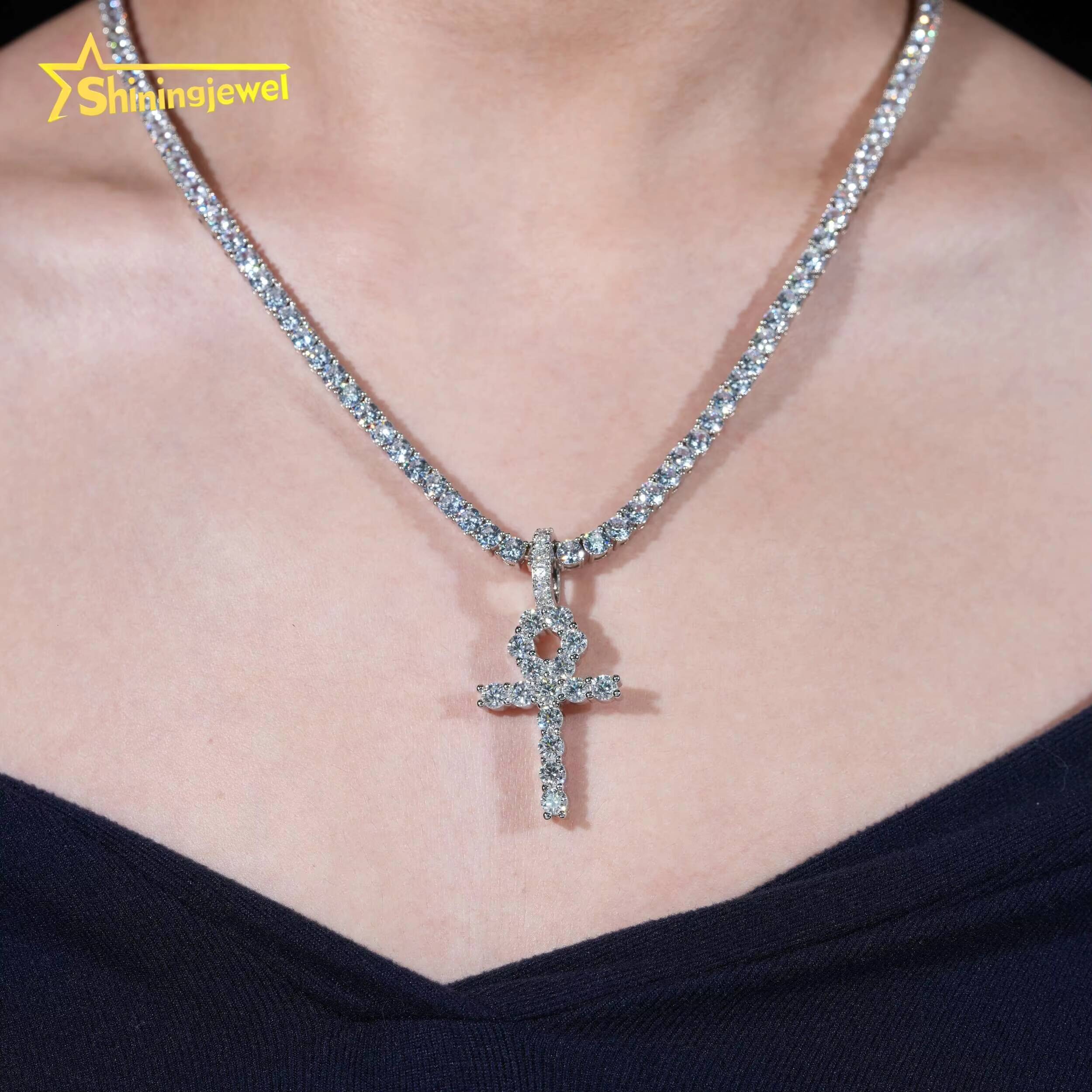 Ready to Ship Cross Pendant VVS Moissanite Diamond Pendants 925 Sterling Silver Iced Out Jewelry Custom Cross Pendant Set