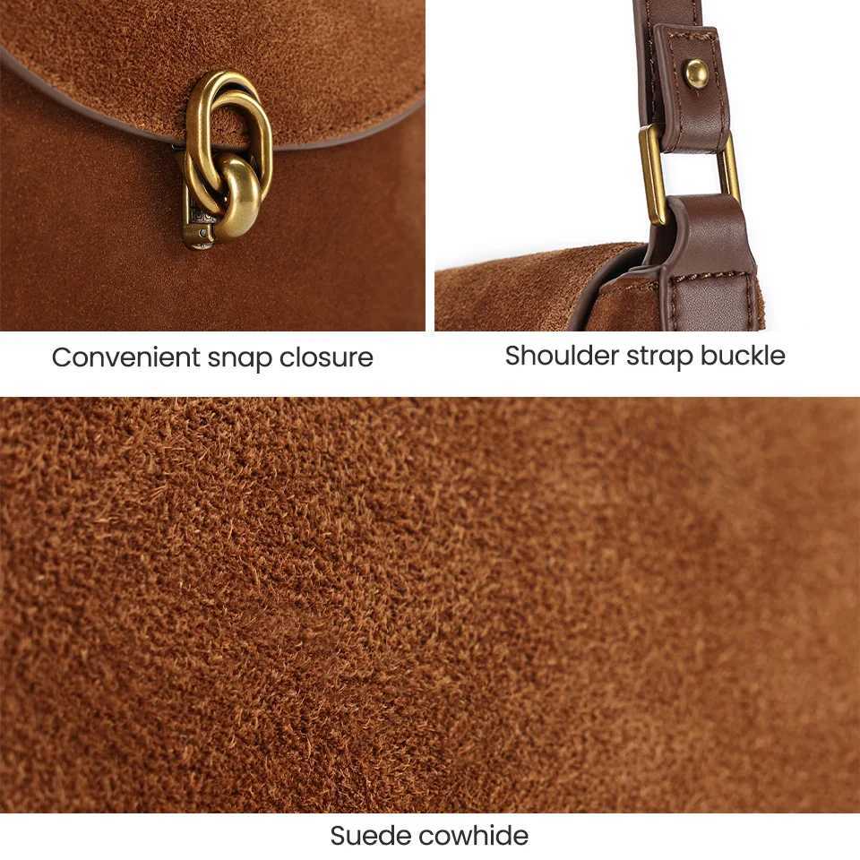Women Bags Genuine Leather Brown Suede Women Totes Gold Women Shoulder Bags FAshion Women Handbags Z250718