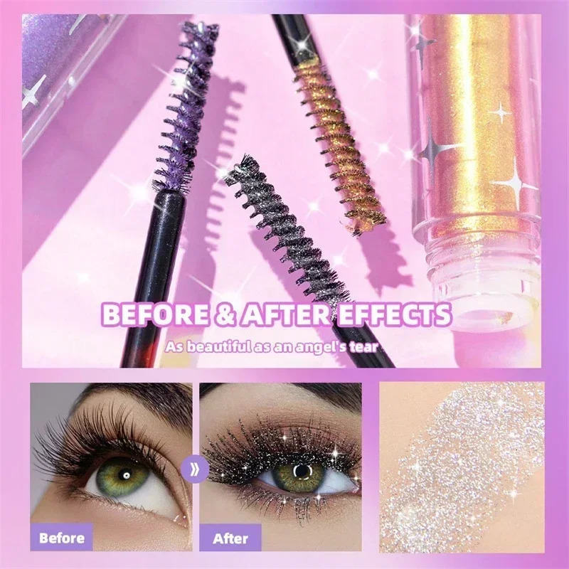 Diamond Glitter Mascara Sliver Gold Purple Galaxy Sequins Eyelashes Quick Dry Lasting Waterproof Curling Thick Shiny Eyelash 250717