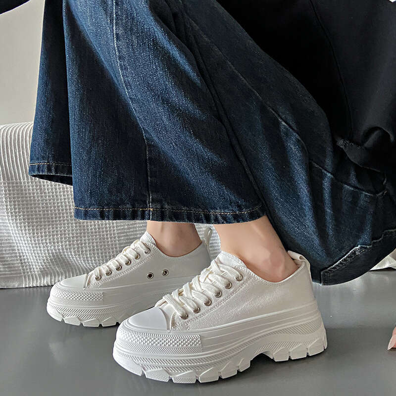 Thick-Soled Canvas Women, Solid Color, Height-Increasing, Casual Shoes, 2025 Spring New Style, Breathable Dad Shoes for Free shipping Students, BR301-