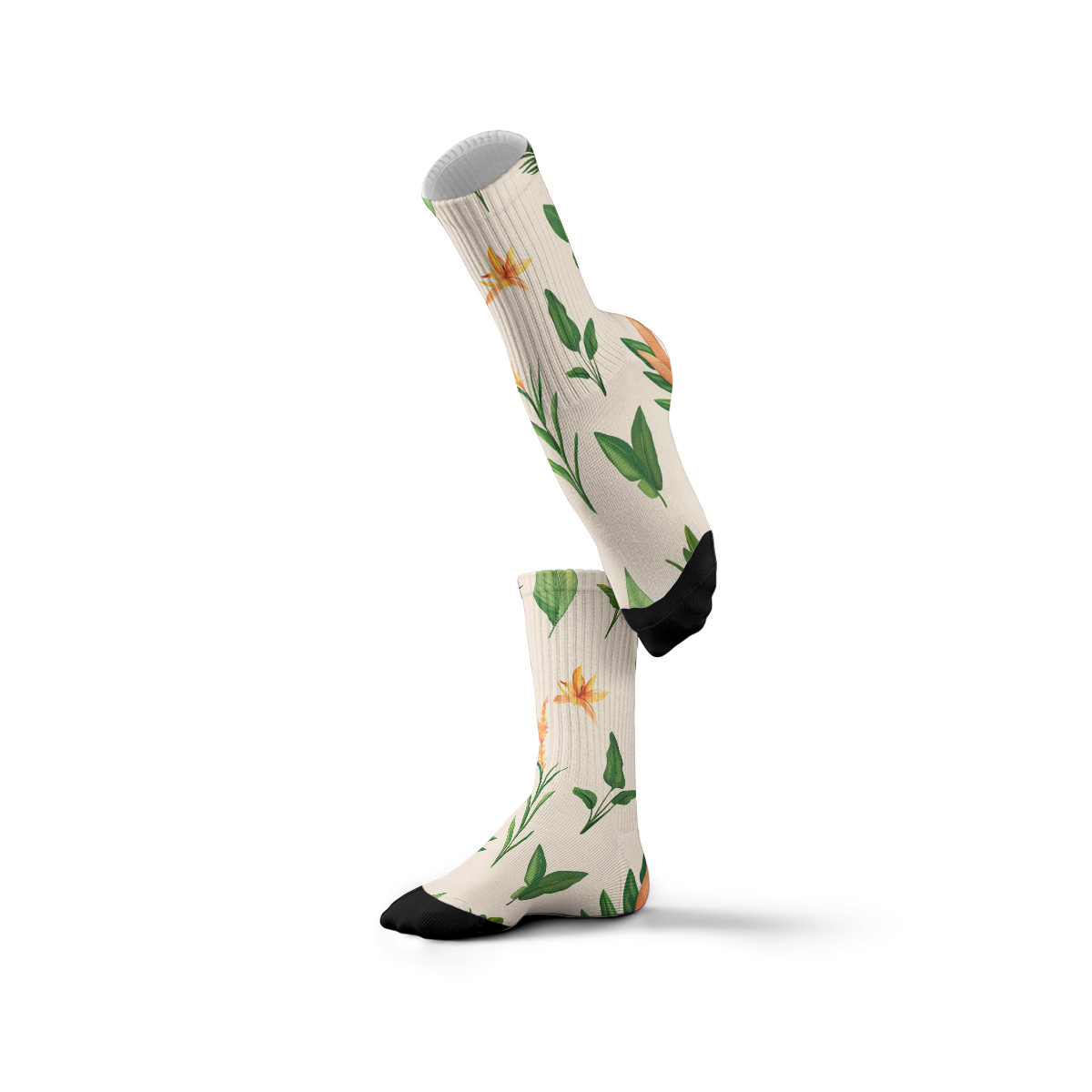 Tropical Flora Unisex Tube Socks: Trendy Nature - Inspired Vibes