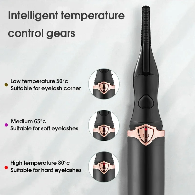 2-in-1 portable heated eyelash curler long-lasting curling comb clip USB power supply 3-speed temperature mode beauty tool 250716