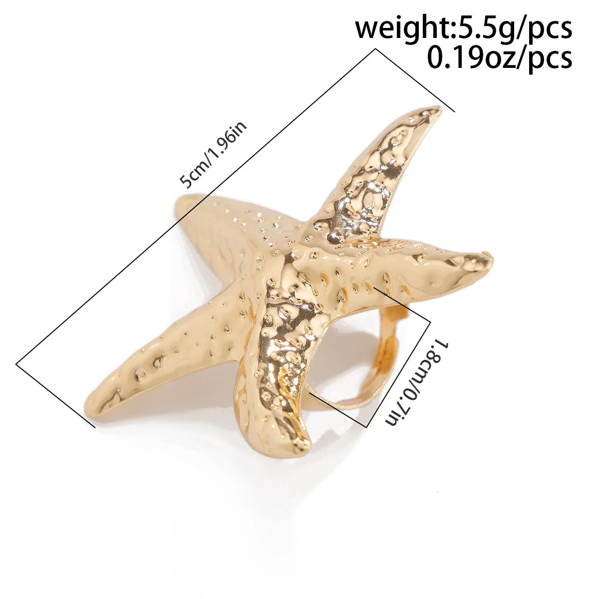 Vintage Metal Big Starfish Conch Rings For women Summer Beach Adjustable Holiday Party Exaggerated Jewelry for Women 250716