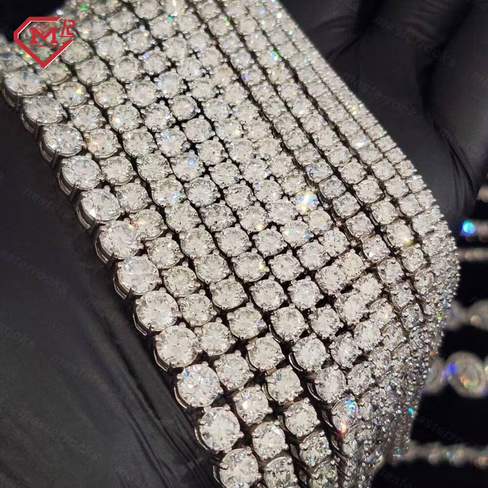 Ready to Ship 4mm S925 Tennis Link Hip Hop Pass Diamond Test Def Vvs Moissanite Diamond Iced Out Tennis Chain Necklace