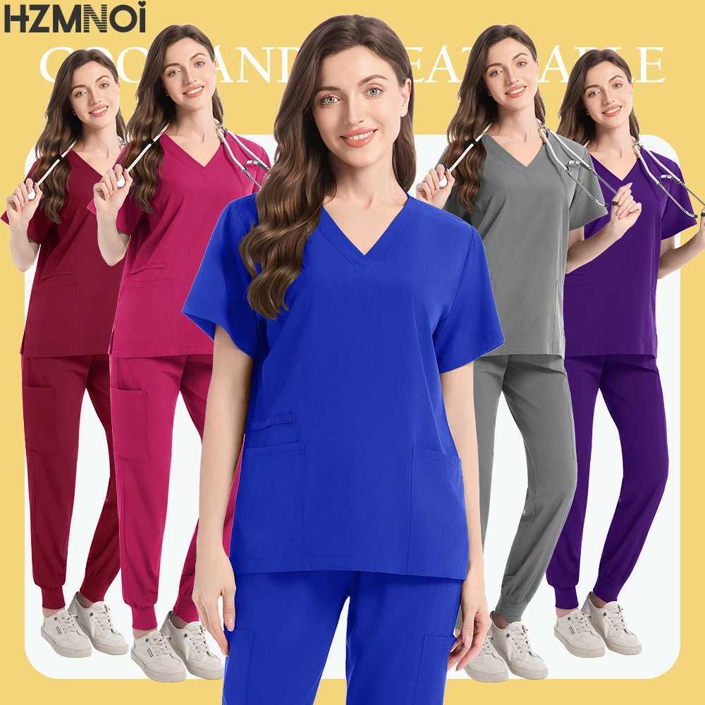 Wholesale Price Surgical Pajama Woman Hospital Uniforms for Doctor Nurse Dental Clinic Scrubs Sets Workwear Top Drawstring Pants Z250718