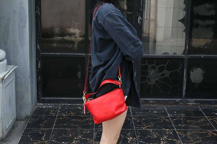 Leather cowhide women's shoulder bag dumplings soft leather crossbody handbag