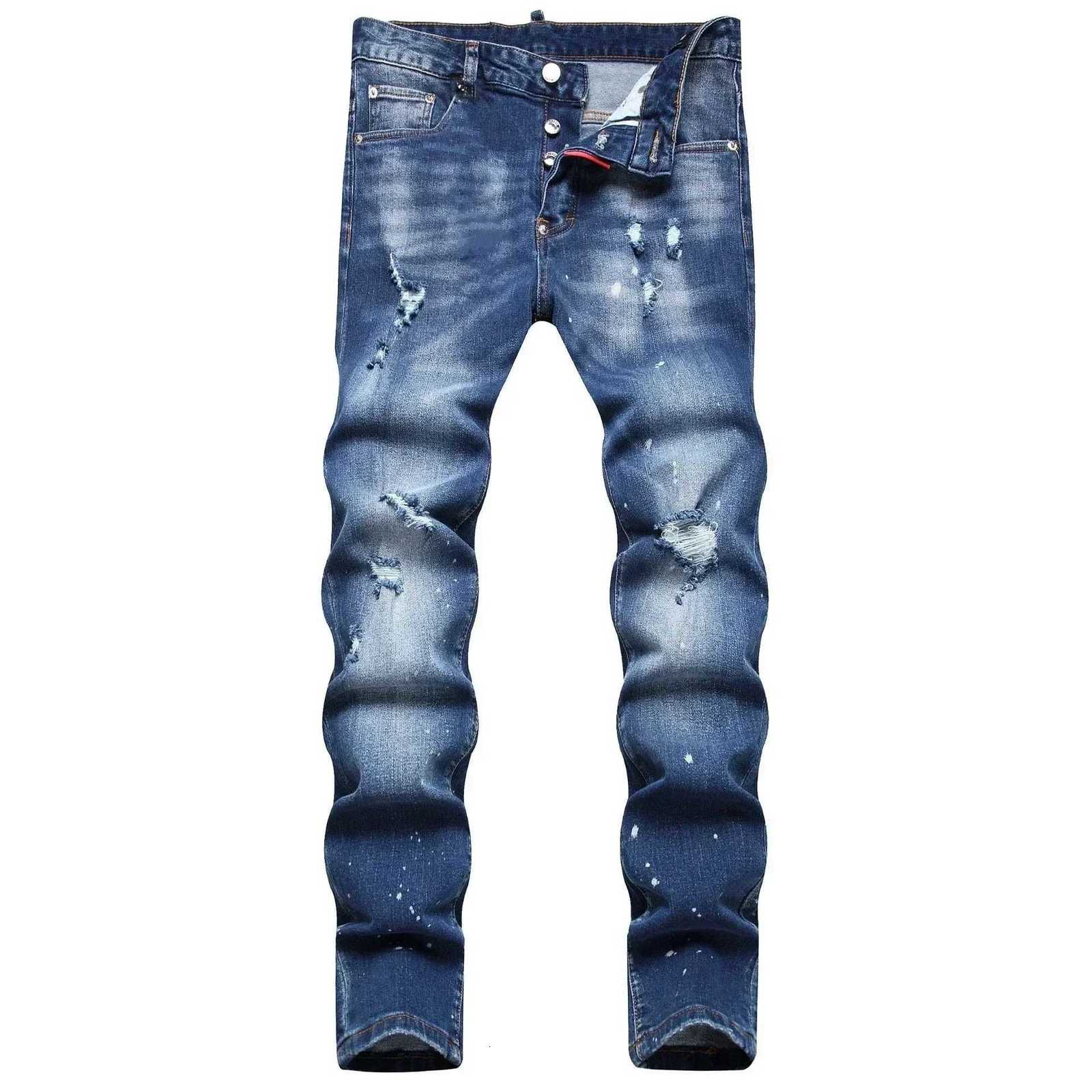 2025 Men Skinny Jeans Luxury Brand Light Blue Holes Long Trousers Quality Male Fashion Stretch Slim Pants Mens Ripped Jeans X250718
